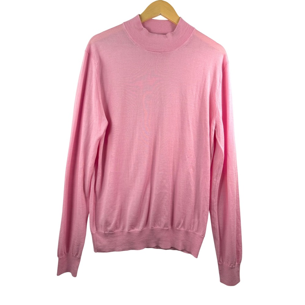 Giorgetti‎ Mock Neck Sweater sz L Pink Cashmere Silk Made in Italy Knit preppy
